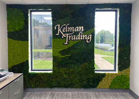 moss wall in Kelman Trading office